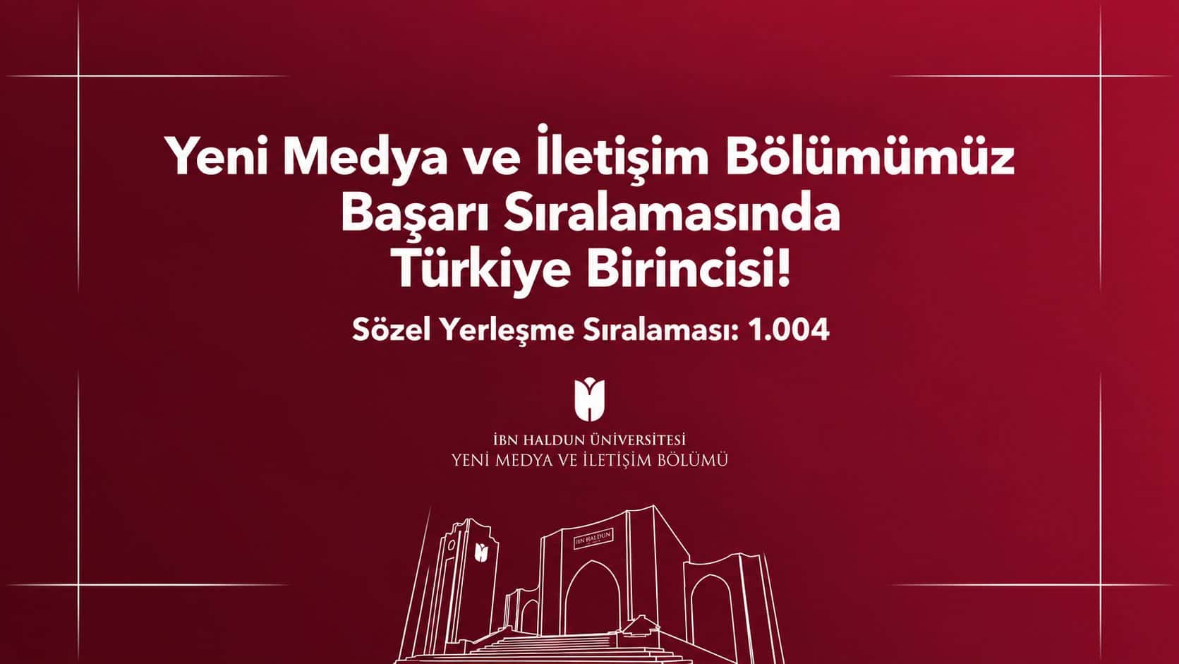 Yeni Medya ve İletişim Bölümümüz Başarı Sıralamasında Türkiye Birincisi